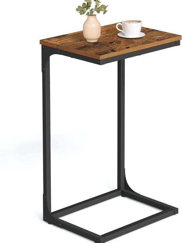 C shaped couch table with metal frame